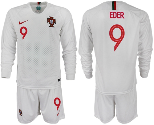 Portugal #9 Eder Away Long Sleeves Soccer Country Jersey